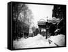 Snow Covered Exterior of Grand Opera House at Elm Place and Fulton St. During Blizzard of 1888-Wallace G^ Levison-Framed Stretched Canvas