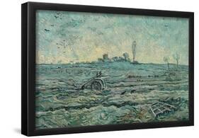 Snow-Covered Field with a Harrow (after Millet). Date: January 1890, Saint-Rémy-de-Provence. Dim...-VINCENT VAN GOGH-Framed Poster