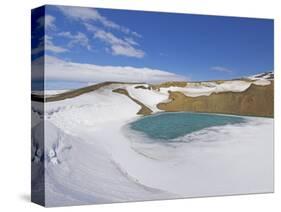 Snow Covered Frozen Viti (Hell) Crater Near Krafla Power Plant, Iceland, Polar Regions-Neale Clarke-Stretched Canvas