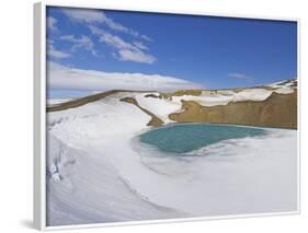 Snow Covered Frozen Viti (Hell) Crater Near Krafla Power Plant, Iceland, Polar Regions-Neale Clarke-Framed Photographic Print