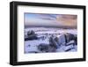 Snow covered granite outcrops on Great Staple Tor, Dartmoor National Park, Devon, England-Adam Burton-Framed Photographic Print