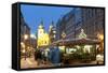 Snow-Covered Havelsky Trh During Christmas, Havelska Street, Prague, Czech Republic, Europe-Richard Nebesky-Framed Stretched Canvas