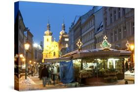 Snow-Covered Havelsky Trh During Christmas, Havelska Street, Prague, Czech Republic, Europe-Richard Nebesky-Stretched Canvas