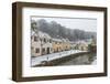 Snow covered houses by By Brook in Castle Combe, Wiltshire, England, United Kingdom, Europe-Paul Porter-Framed Photographic Print