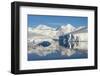 Snow covered island and iceberg with reflection in South Atlantic Ocean, Antarctica-Keren Su-Framed Photographic Print