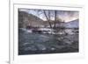 Snow covered landscape and icy river, Blue Ridge Mountains, North Carolina, United States of Americ-Jon Reaves-Framed Photographic Print