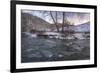 Snow covered landscape and icy river, Blue Ridge Mountains, North Carolina, United States of Americ-Jon Reaves-Framed Photographic Print