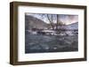 Snow covered landscape and icy river, Blue Ridge Mountains, North Carolina, United States of Americ-Jon Reaves-Framed Photographic Print