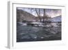 Snow covered landscape and icy river, Blue Ridge Mountains, North Carolina, United States of Americ-Jon Reaves-Framed Photographic Print