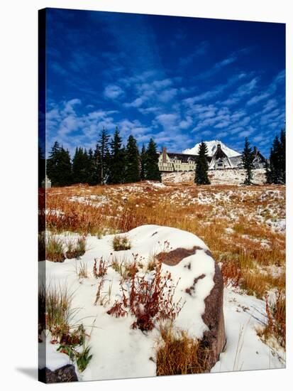 Snow covered landscape, Timberline Lodge, Mt Hood National Forest, Clackamas County, Oregon, USA-null-Stretched Canvas