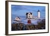 Snow Covered Lighthouse during Holiday Season in Maine.-Allan Wood Photography-Framed Photographic Print