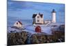 Snow Covered Lighthouse during Holiday Season in Maine.-Allan Wood Photography-Mounted Photographic Print