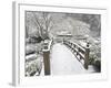 Snow-Covered Moon Bridge, Portland Japanese Garden, Oregon, USA-William Sutton-Framed Photographic Print