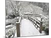 Snow-Covered Moon Bridge, Portland Japanese Garden, Oregon, USA-William Sutton-Mounted Photographic Print