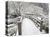 Snow-Covered Moon Bridge, Portland Japanese Garden, Oregon, USA-William Sutton-Stretched Canvas
