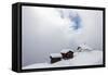 Snow Covered Mountain Huts and Church Surrounded by Low Clouds, Bettmeralp, District of Raron-Roberto Moiola-Framed Stretched Canvas