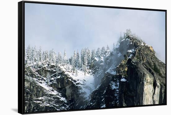 Snow-Covered Mountain near Yosemite Valley-George D Lepp-Framed Stretched Canvas