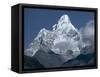 Snow Covered Mountain Peak, Ama Dablam, Himalayas, Nepal-N A Callow-Framed Stretched Canvas