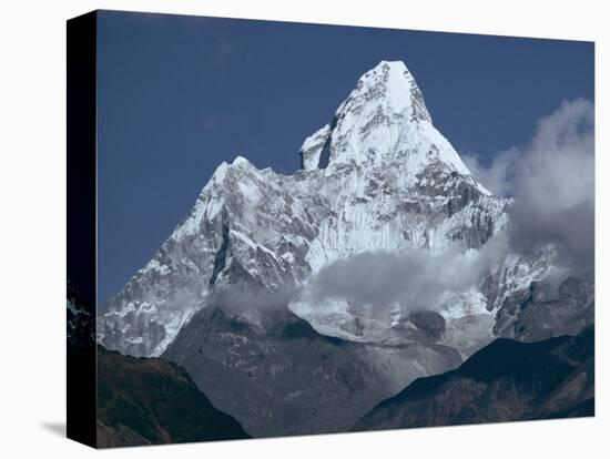 Snow Covered Mountain Peak, Ama Dablam, Himalayas, Nepal-N A Callow-Stretched Canvas