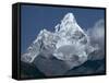 Snow Covered Mountain Peak, Ama Dablam, Himalayas, Nepal-N A Callow-Framed Stretched Canvas