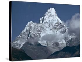 Snow Covered Mountain Peak, Ama Dablam, Himalayas, Nepal-N A Callow-Stretched Canvas