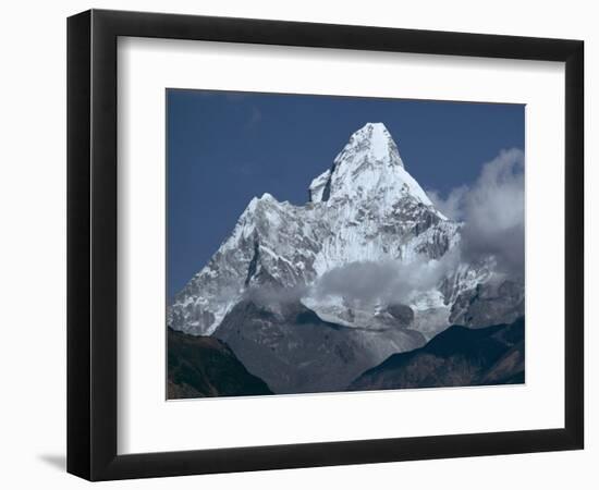 Snow Covered Mountain Peak, Ama Dablam, Himalayas, Nepal-N A Callow-Framed Photographic Print