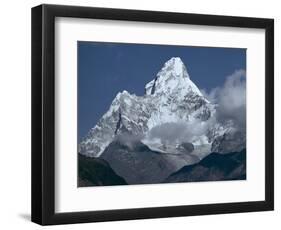 Snow Covered Mountain Peak, Ama Dablam, Himalayas, Nepal-N A Callow-Framed Photographic Print