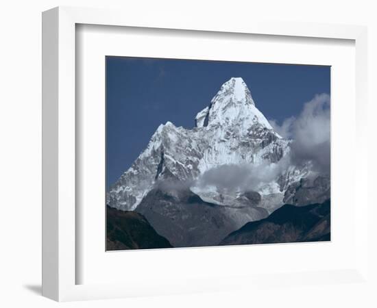 Snow Covered Mountain Peak, Ama Dablam, Himalayas, Nepal-N A Callow-Framed Photographic Print