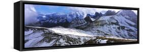 Snow covered mountain range against cloudy sky, Bugaboo Provincial Park, British Columbia, Canada-Panoramic Images-Framed Stretched Canvas