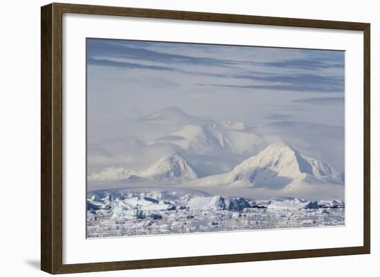 Snow-Covered Mountains Line the Ice Floes in Penola Strait, Antarctica, Polar Regions-Michael Nolan-Framed Photographic Print