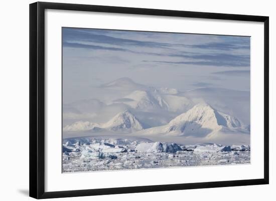 Snow-Covered Mountains Line the Ice Floes in Penola Strait, Antarctica, Polar Regions-Michael Nolan-Framed Photographic Print