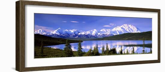 Snow Covered Mountains, Mountain Range, Wonder Lake, Denali National Park, Alaska, USA-null-Framed Photographic Print