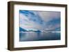 Snow covered mountains rise near the shore of Mushamna Bay. Spitsbergen Island, Svalbard, Norway.-Sergio Pitamitz-Framed Photographic Print