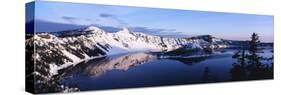 Snow-Covered Mountains with Crater Lake, Crater Lake National Park, Oregon, USA-Paul Souders-Stretched Canvas