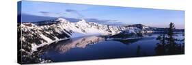 Snow-Covered Mountains with Crater Lake, Crater Lake National Park, Oregon, USA-Paul Souders-Stretched Canvas