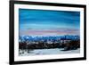 Snow covered Munich Winter Panorama with Alps-Markus Bleichner-Framed Art Print