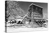 Snow Covered Old Quarry Stamp Mill-George Oze-Stretched Canvas