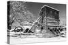 Snow Covered Old Quarry Stamp Mill-George Oze-Stretched Canvas