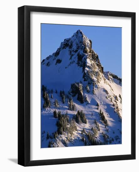 Snow Covered Peak in Cascade Range-Paul Souders-Framed Photographic Print