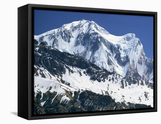 Snow Covered Peak of Annapurna in the Himalayas, Nepal-Nigel Callow-Framed Stretched Canvas