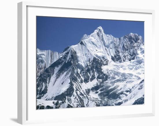 Snow Covered Peak of Annapurna in the Himalayas, Nepal-Nigel Callow-Framed Photographic Print