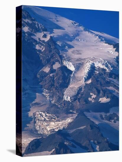 Snow Covered peak of Mount Rainier in the Cascade Mountain Range-Paul Souders-Stretched Canvas