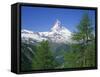 Snow Covered Peak of the Matterhorn in Switzerland, Europe-Rainford Roy-Framed Stretched Canvas