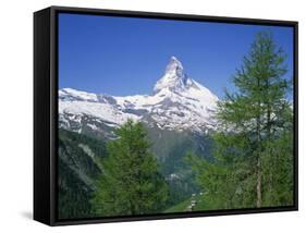 Snow Covered Peak of the Matterhorn in Switzerland, Europe-Rainford Roy-Framed Stretched Canvas