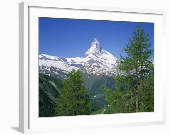 Snow Covered Peak of the Matterhorn in Switzerland, Europe-Rainford Roy-Framed Photographic Print