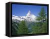 Snow Covered Peak of the Matterhorn in Switzerland, Europe-Rainford Roy-Framed Stretched Canvas