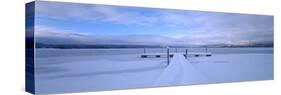 Snow Covered Pier, Mccall, Valley County, Idaho, USA-null-Stretched Canvas