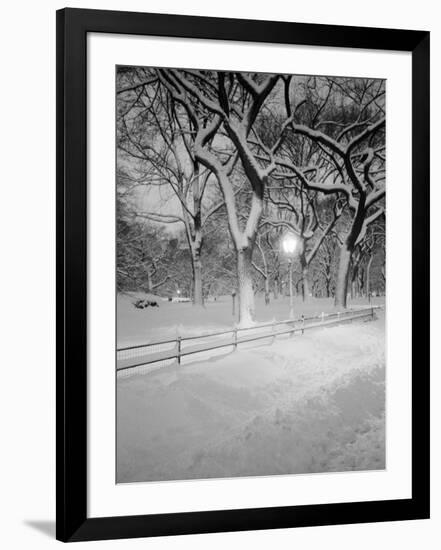 Snow Covered Promenade, Central Park-Walter Bibikow-Framed Photographic Print