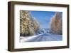 Snow Covered Road, Near Lulea, Northern Sweden-Peter Adams-Framed Photographic Print