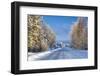 Snow Covered Road, Near Lulea, Northern Sweden-Peter Adams-Framed Photographic Print
